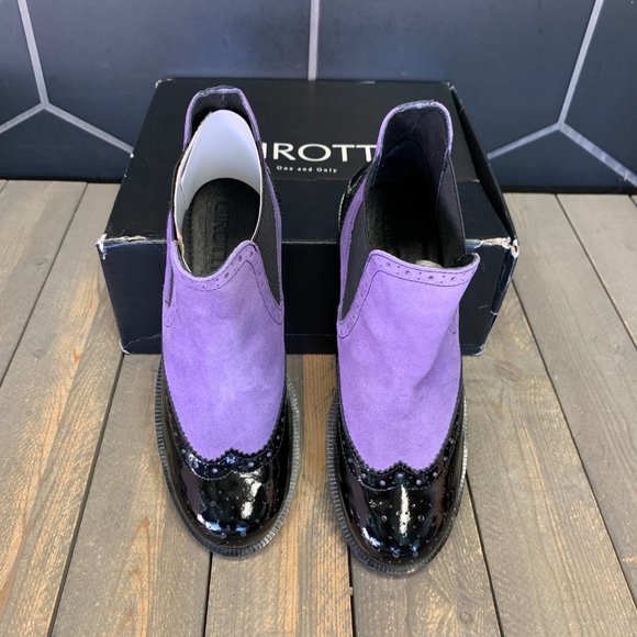 ~New W/ Box! Mens Girotti Black Purple Chelsea Boot Studded Luxury Dress Size 7 - Picture 3 of 6